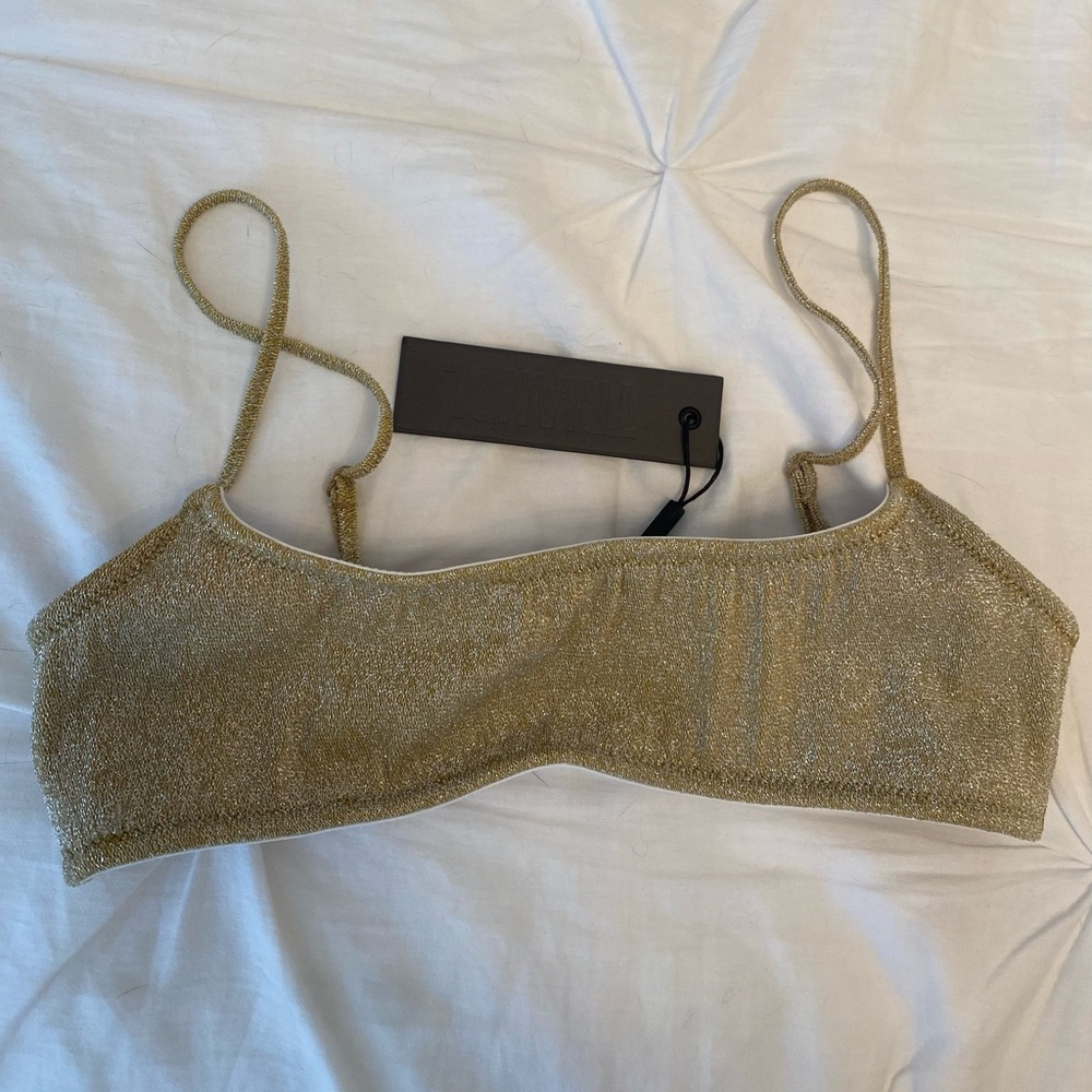 Triangl gold sparkle bikini top
